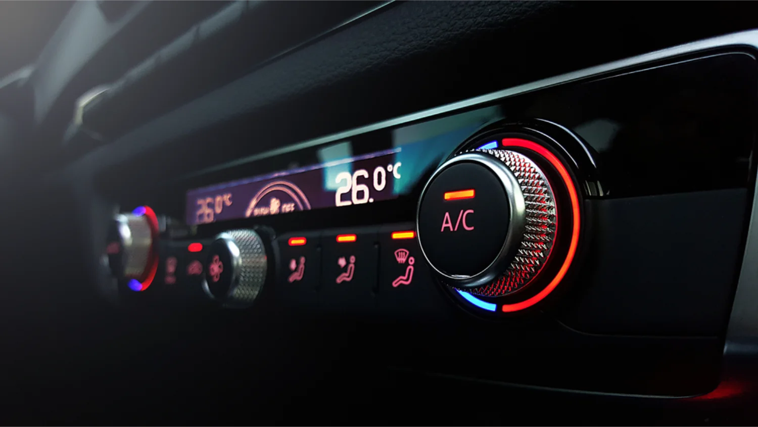 Illuminated car air conditioning control panel